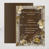 Rustische Elegance White Rose Response Kaart (Voorkant / Achterkant)