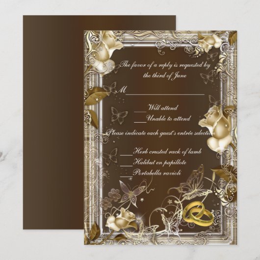 Rustische Elegance White Rose Response Kaart (Voorkant / Achterkant)