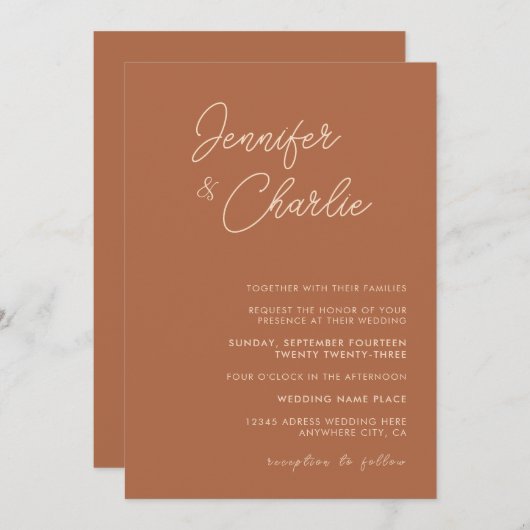 Rustische Elegant minimalist Bohemian Weddenschap Kaart (Voorkant / Achterkant)