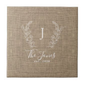 Rustische elegant monoculaire familienaam tegeltje (Voorkant)