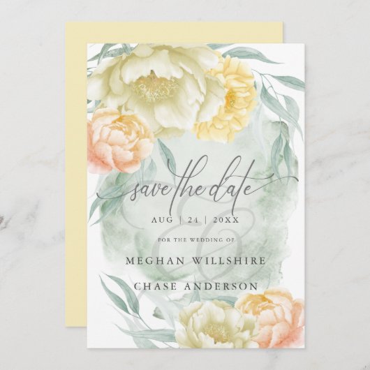 Rustische elemongeel en eiwithoudende bloemen kaart (Voorkant / Achterkant)