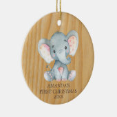 Rustische Elephant-Baby eerste kerst Keramisch Ornament (Rechts)