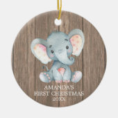 Rustische Elephant-Baby eerste kerst Keramisch Ornament (Voorkant)