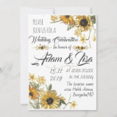 Rustische en Elegant Yellow Sunflower bruiloft Kaart (Voorkant)