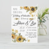 Rustische en Elegant Yellow Sunflower bruiloft Kaart (Staand voorkant)