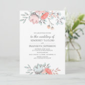Rustische en  Floral Bouquet Wedding Kaart (Staand voorkant)