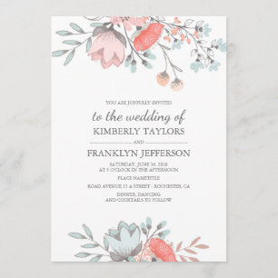 Rustische en  Floral Bouquet Wedding Kaart