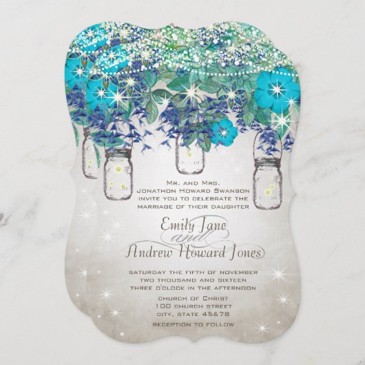 Rustische en Romantische Mason Jar onder de sterre Kaart (Voorkant / Achterkant)