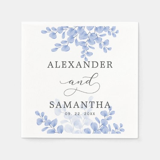 Rustische eucalyptus blauw botanisch huwelijk servet (Voorkant)