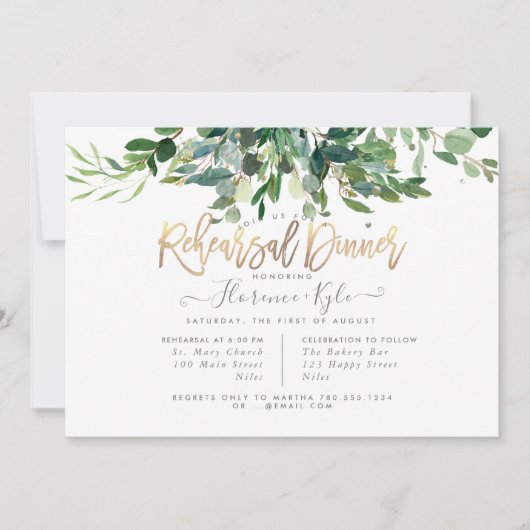 Rustische eucalyptus, blauw gomrepetitief diner kaart (Voorkant)