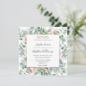 Rustische eucalyptus Blush Dusty Pink Floral Weddi Kaart (Staand voorkant)