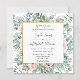 Rustische eucalyptus Blush Dusty Pink Floral Weddi Kaart