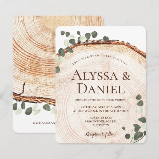 Rustische eucalyptus botanisch op houtwacht kaart (Voorkant / Achterkant)