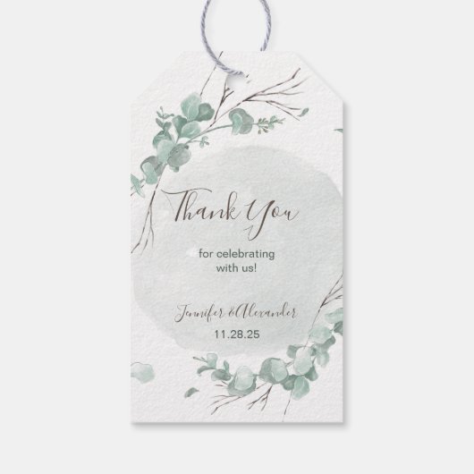 Rustische eucalyptus cadeaulabel (Achterkant)