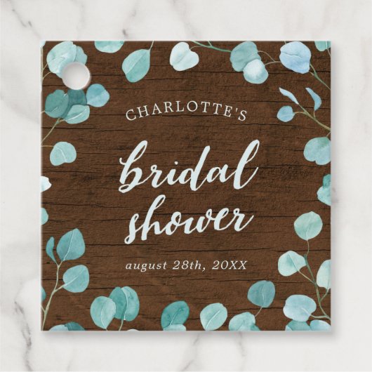 Rustische eucalyptus en bruin Vrijgezellenfeest va Bedankjes Labels (Voorkant)