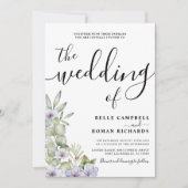 Rustische eucalyptus en Paarse Floral Wedding Kaart (Voorkant)