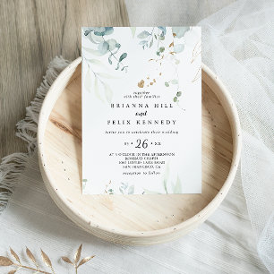 Rustische eucalyptus Gold Floral Casual huwelijk Kaart