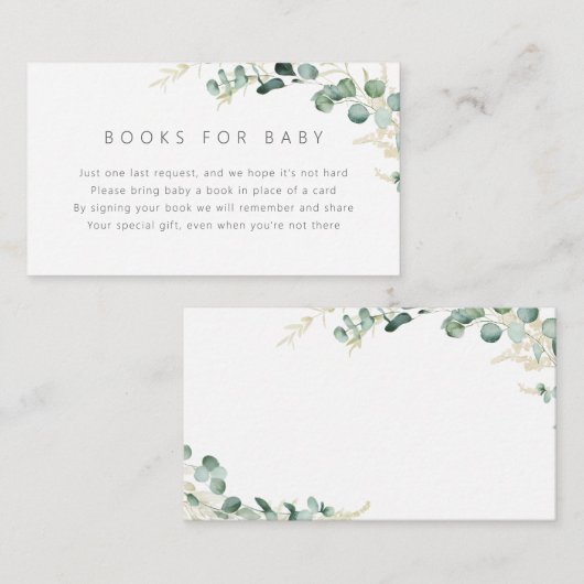 Rustische eucalyptus greenery boho Books for Baby Informatiekaartje (Voorkant / Achterkant)