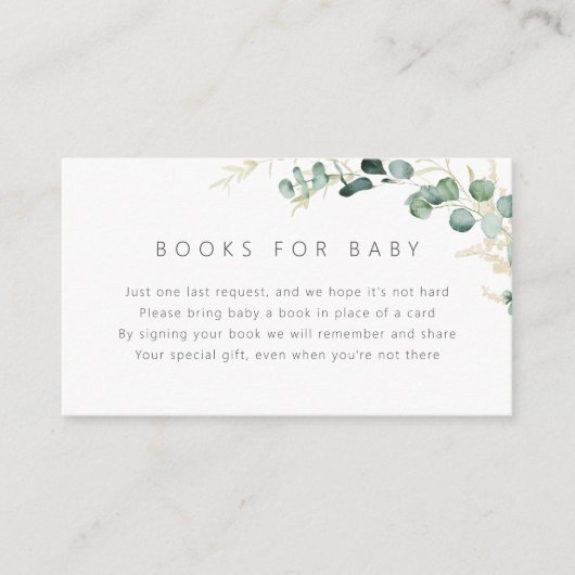 Rustische eucalyptus greenery boho Books for Baby Informatiekaartje (Voorkant)