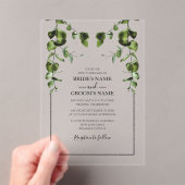 Rustische eucalyptus Leaves Wedding Invitations Acryl Uitnodigingen (Insitu (Draagbaar))