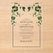 Rustische eucalyptus Leaves Wedding Invitations Acryl Uitnodigingen (Voorkant)