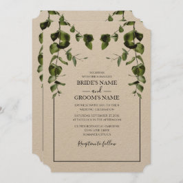 Rustische eucalyptus Leaves Wedding Invitations Kaart