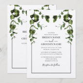 Rustische eucalyptus Leaves Wedding Invitations Kaart (Voorkant / Achterkant)
