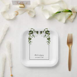 Rustische eucalyptus Leaves Wedding Papieren Bordje