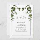 Rustische eucalyptus Leaves Wedding Save The Date (Voorkant)