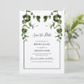 Rustische eucalyptus Leaves Wedding Save The Date (Staand voorkant)