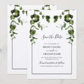 Rustische eucalyptus Leaves Wedding Save The Date (Voorkant / Achterkant)