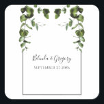Rustische eucalyptus Leaves Wedding Vierkante Sticker<br><div class="desc">Dit ontwerp is voorzien van bijtende eucalyptusbladeren. De eucalyptusgrienery wordt gecomplimenteerd door een elegante zwarte rand. De stoffige groene tinten van de eucalyptusblad creëer a rustic country woodtuinen voelen zich. Elegant bruiloft sticker design met moderne elementen. Er zijn ook huwelijksuitnodigingen en andere kantoorbenodigdheden beschikbaar.</div>
