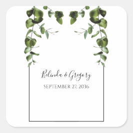 Rustische eucalyptus Leaves Wedding Vierkante Sticker