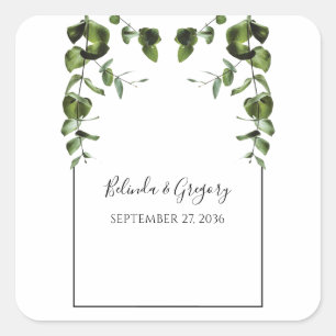 Rustische eucalyptus Leaves Wedding Vierkante Sticker