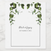 Rustische eucalyptus Leaves Wedding Wijn Etiket (Enkel label)
