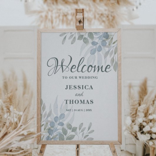 Rustische Eucalyptus Loof Bruiloft Welkom Poster
