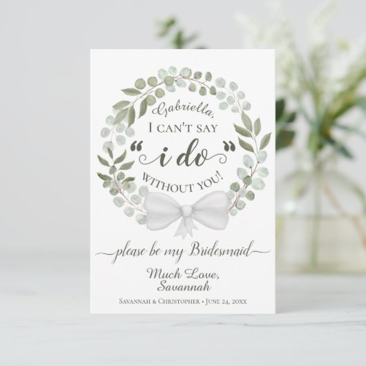 Rustische eucalyptus, mijn Bridesmaïde Kaart (Staand voorkant)