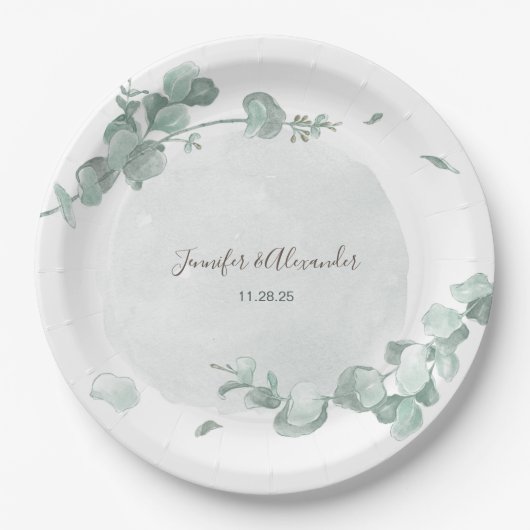 Rustische eucalyptus papieren bordje (Voorkant)