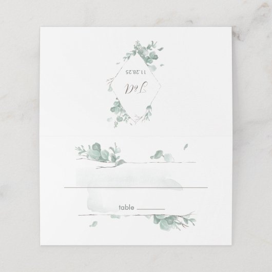 Rustische eucalyptus plaatskaartje (Buitenkant ongevouwen)