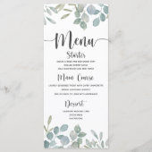 Rustische Eucalyptus waterverf groen en wit huweli Menu (Voorkant)