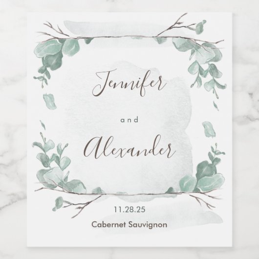 Rustische eucalyptus wijn etiket (Enkel label)