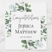 Rustische eucalyptusbruiloft wijn etiket (Enkel label)