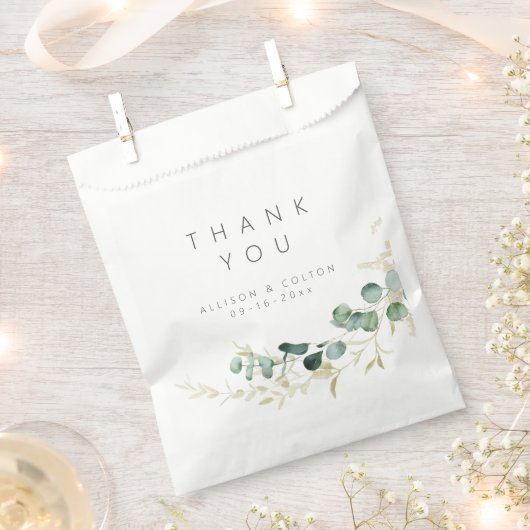 Rustische eucalyptusbruinboho bruiloft bedankzakje (Geknipt)