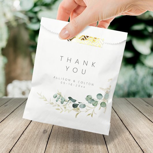 Rustische eucalyptusbruinboho bruiloft bedankzakje