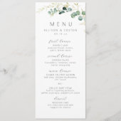 Rustische eucalyptusbruinboho bruiloft menu (Voorkant)