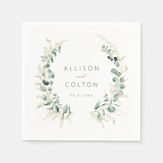 Rustische eucalyptusbruinboho bruiloft servet (Voorkant)