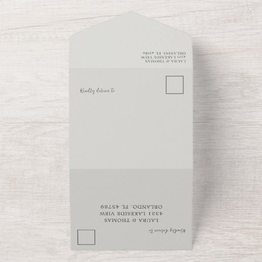 Rustische eucalyputus Sage Green Pattern Wedding All In One Uitnodiging (Buitenkant)