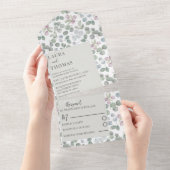 Rustische eucalyputus Sage Green Pattern Wedding All In One Uitnodiging (Afscheurbaar)