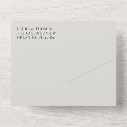 Rustische eucalyputus Sage Green Pattern Wedding All In One Uitnodiging (Achterkant)