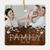 Rustische familie 2 Kerstmis met foto's Keramisch Ornament (Voorkant)